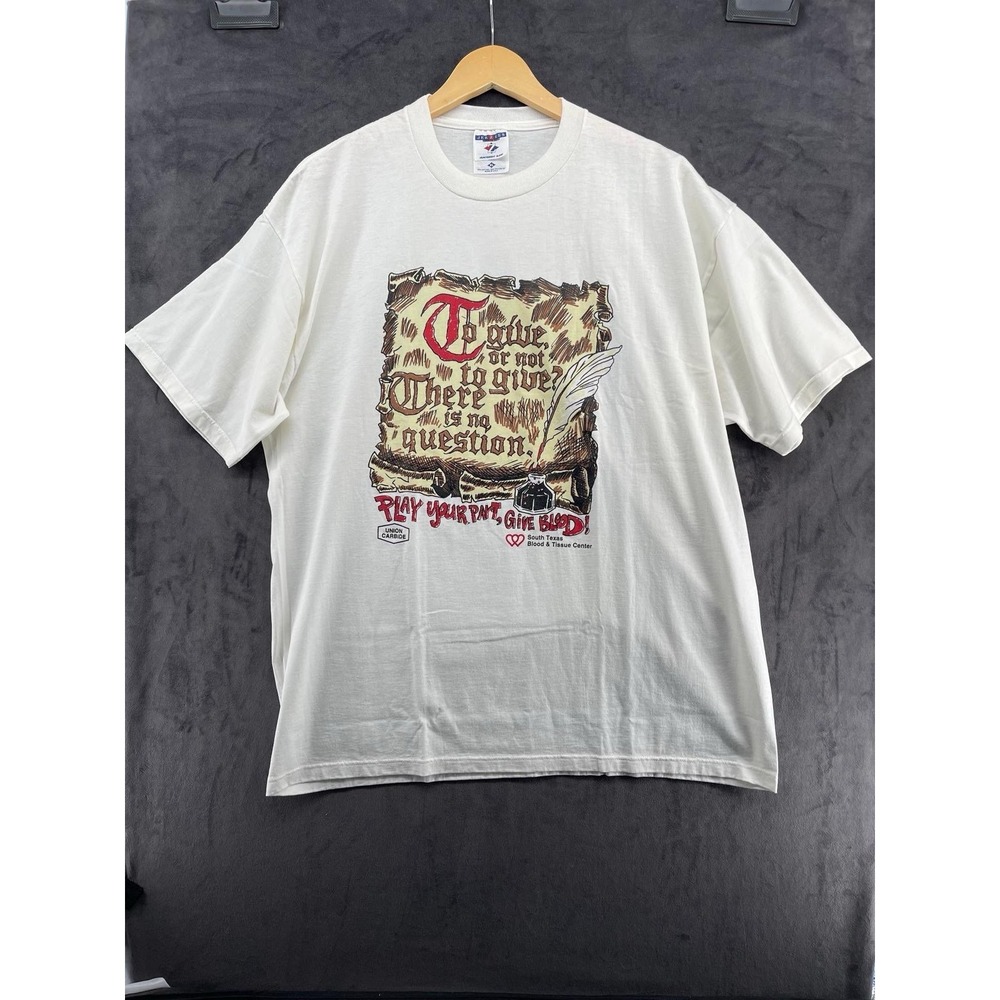 Vintage Jerzees Men's XL Blood Drive T-Shirt South Texas Made in USA
